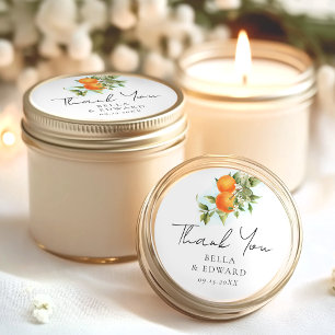 Sticker Rond Mariage Merci Oranges Citrus