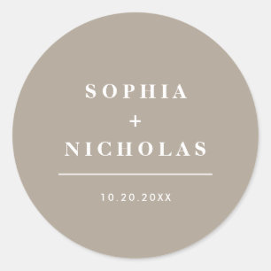 Sticker Rond Mariage minimal élégant moderne gris olive