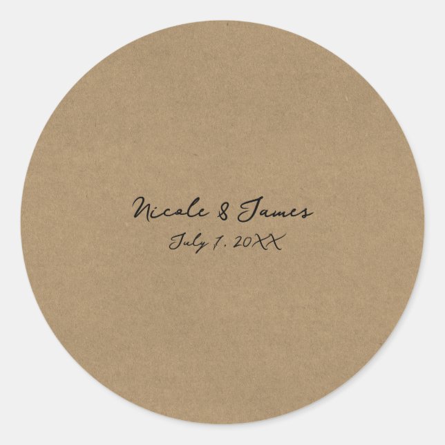 Sticker Rond Mariage minimal moderne Kraft marron (Devant)