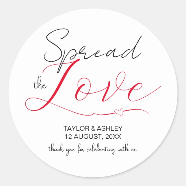 Sticker Rond Mariage minimal script Amour partagé (Devant)