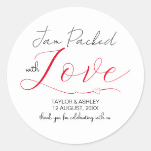 Sticker Rond Mariage Minimal Script Rempli d'Amour