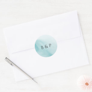 Sticker Rond Mariage minimaliste abstrait sarcelle moderne