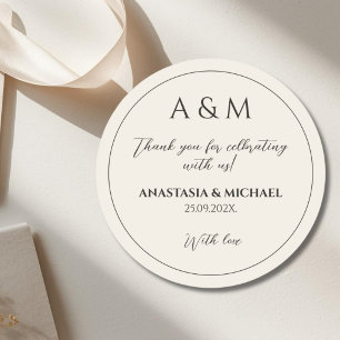 Sticker Rond Mariage minimaliste beige moderne