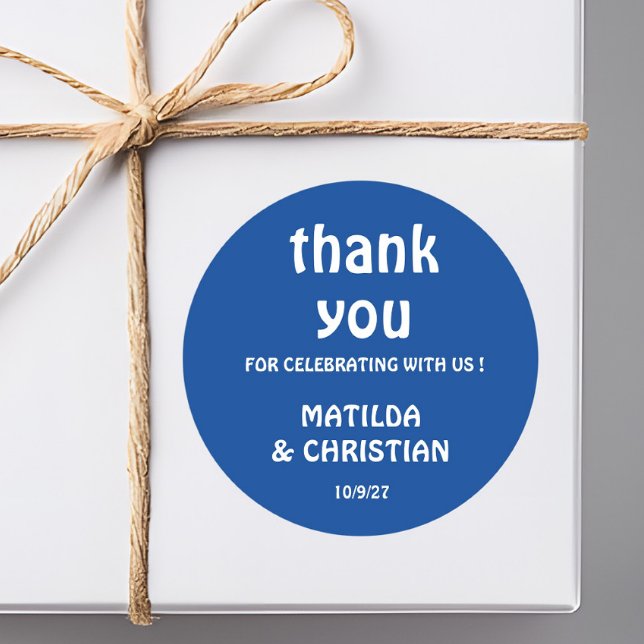 Sticker Rond Mariage Minimaliste Bleu Profond  (Créateur téléchargé)