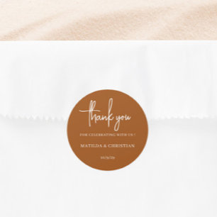 Sticker Rond Mariage minimaliste Burnt Orange