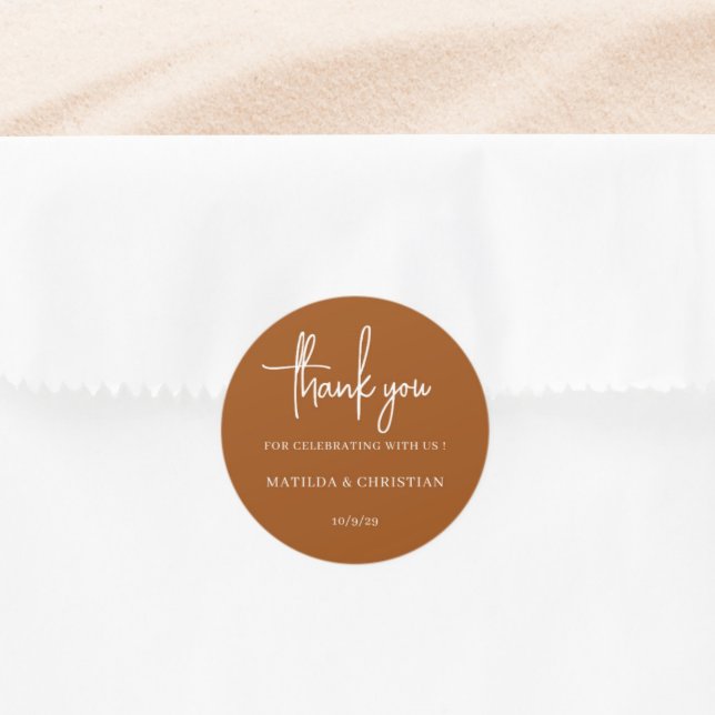 Sticker Rond Mariage minimaliste Burnt Orange (Créateur téléchargé)