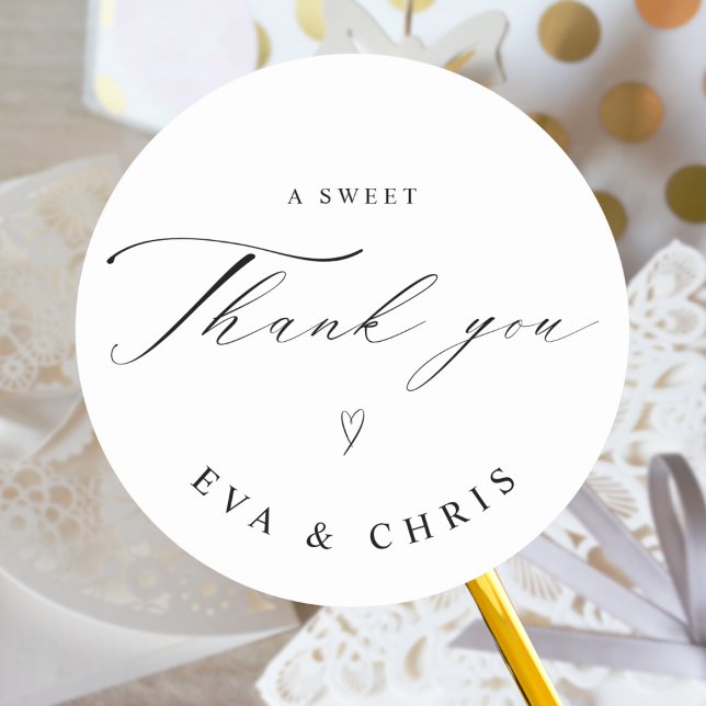 Sticker Rond Mariage minimaliste de calligraphie (Créateur téléchargé)