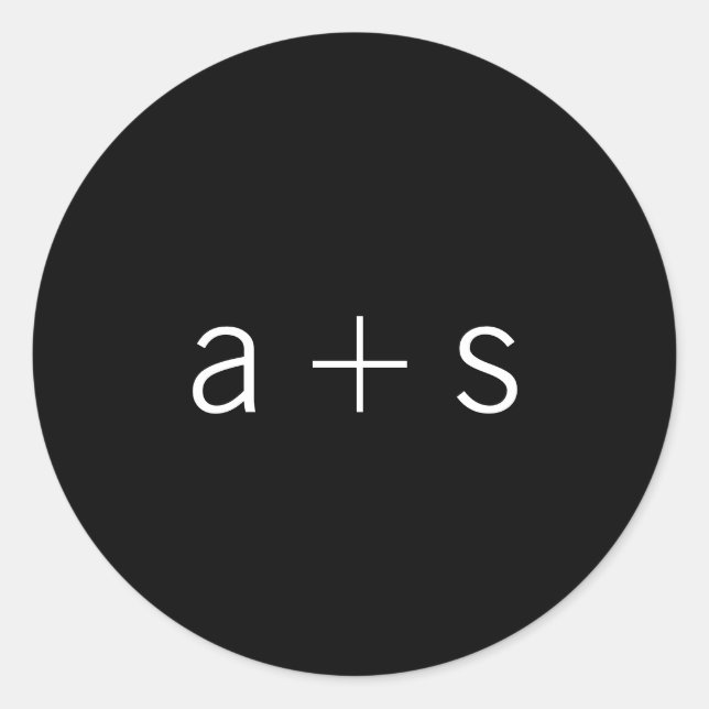 Sticker Rond Mariage minimaliste de monogramme noir (Devant)