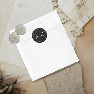 Sticker Rond Mariage minimaliste de monogramme noir
