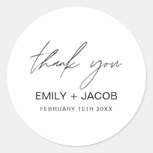 Sticker Rond Mariage minimaliste de typographie Merci