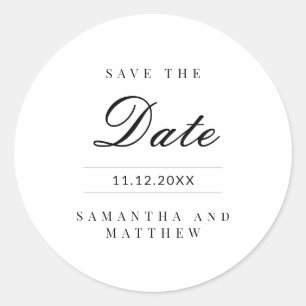 Sticker Rond Mariage Minimaliste Élégant Classique à Sauvegarde