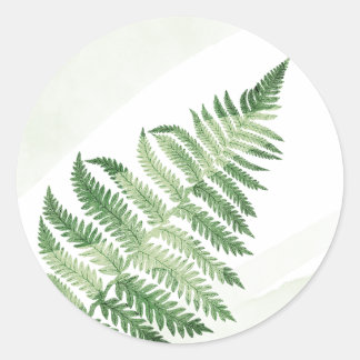 Sticker Rond Mariage Minimaliste Fougère Verte