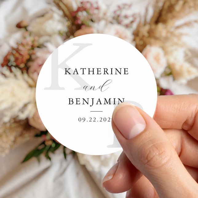 Sticker Rond Mariage minimaliste Hite Moderne (Créateur téléchargé)