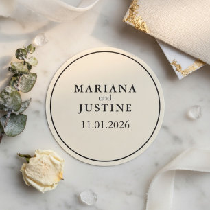 Sticker Rond Mariage Minimaliste Hivernal Élégant Rond Editoria