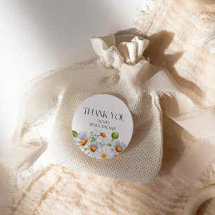 Sticker Rond Mariage Minimaliste Moderne Fleur de Daisy à l'Aqu