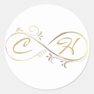 Sticker Rond Mariage minimaliste moderne Glam Infini or