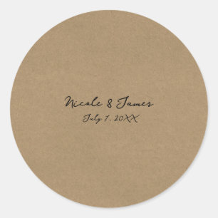 Sticker Rond Mariage minimaliste moderne Kraft marron