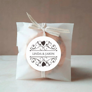 Sticker Rond Mariage Minimaliste Moderne Personnalisé