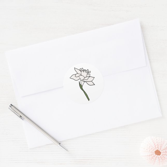 Sticker Rond Mariage minimaliste Narcisse (Enveloppe)