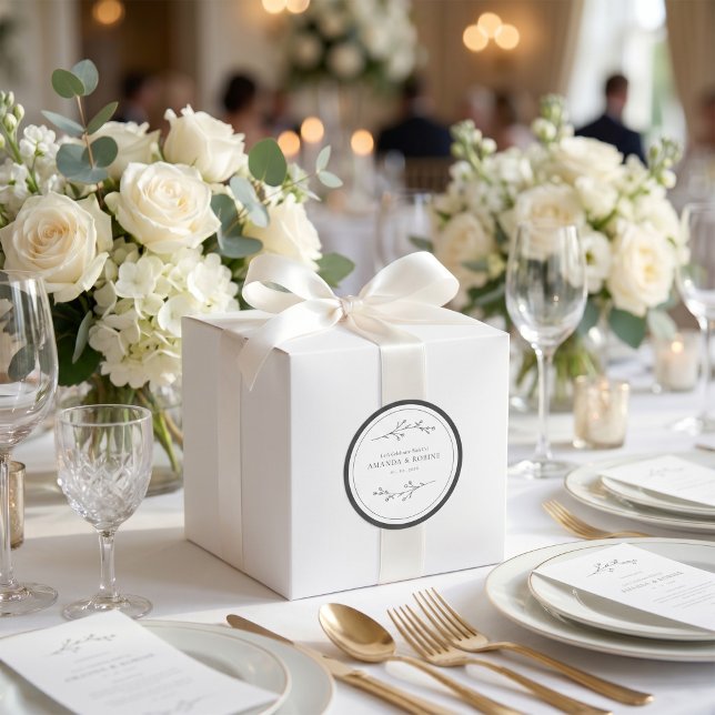 Sticker Rond Mariage Minimaliste Noir & Blanc (Créateur téléchargé)