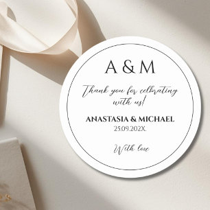Sticker Rond Mariage minimaliste noir et blanc moderne