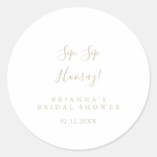 Sticker Rond Mariage Minimaliste Or Sip Sip Hooray Réception de
