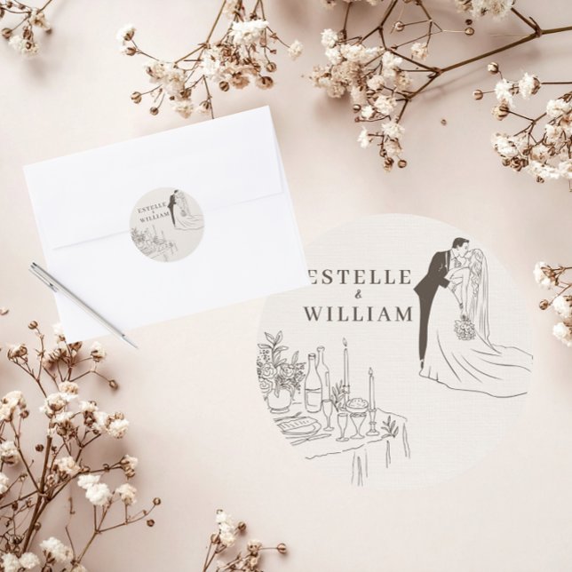 Sticker Rond Mariage Minimaliste Romantique  (Créateur téléchargé)