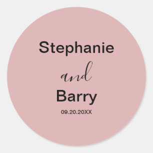 Sticker Rond Mariage Minimaliste Rose Poussiéreux