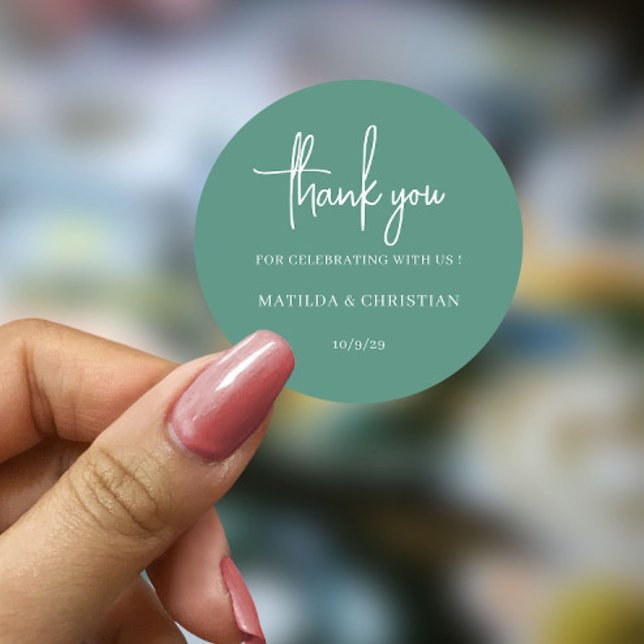 Sticker Rond Mariage minimaliste Sage vert (Créateur téléchargé)