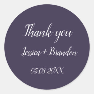 Sticker Rond Mariage minimaliste simple et élégant violet