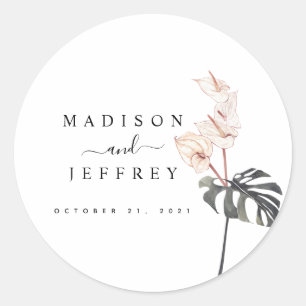 Sticker Rond Mariage minimaliste Tropical Calla Lily
