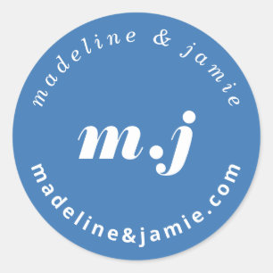 Sticker Rond Mariage minimum gras Date Enregistrer la date bleu