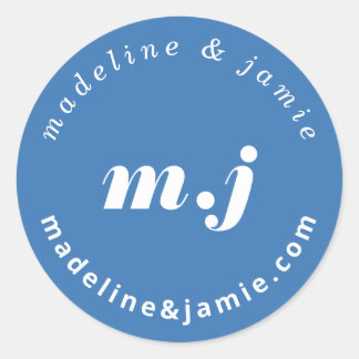 Sticker Rond Mariage minimum gras Date Enregistrer la date bleu
