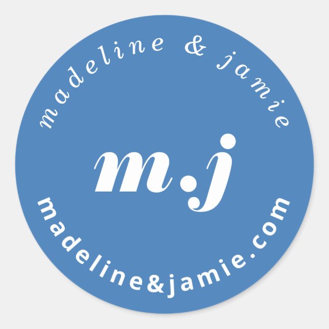 Sticker Rond Mariage minimum gras Date Enregistrer la date bleu (Devant)