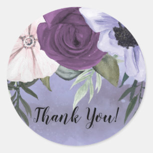 Sticker Rond Mariage Moderne à l'Aquarelle Florale de Lavande V