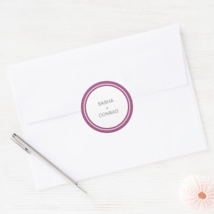Sticker Rond Mariage Moderne avec Bordure Gras Violet
