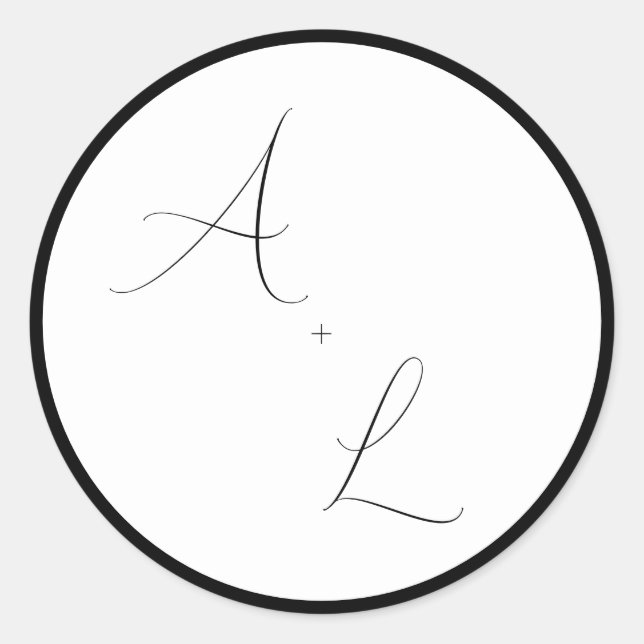 Sticker Rond Mariage Moderne Classique avec Écriture à Bordure  (Devant)