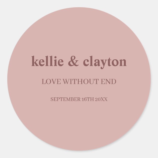 Sticker Rond Mariage Moderne de Type Cinnamon Rose (Devant)