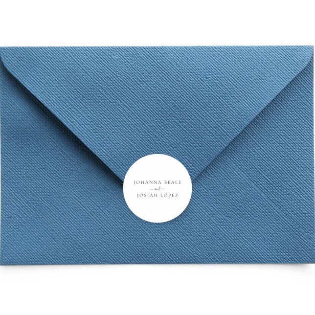 Sticker Rond Mariage Moderne Écriture Minimaliste (Créateur téléchargé)