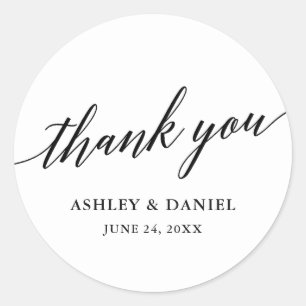Sticker Rond Mariage Moderne Élégant Calligraphié