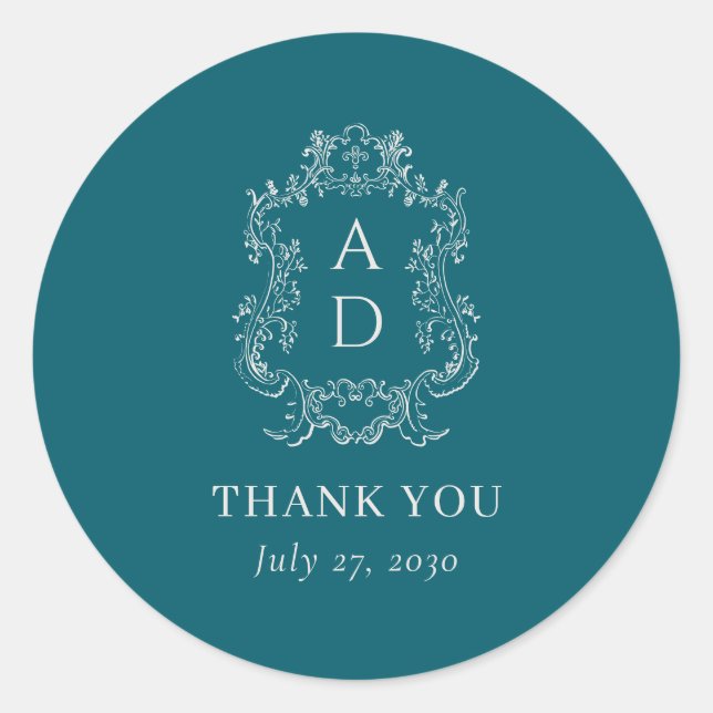 Sticker Rond Mariage Moderne Élégant Floral (Devant)