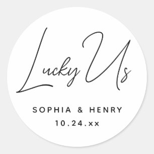 Sticker Rond Mariage Moderne Élégante Mariée Amusante Groom Luc