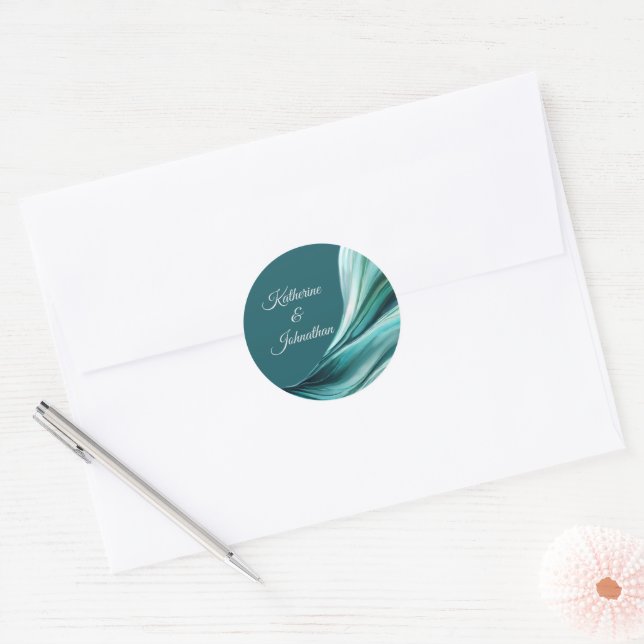 Sticker Rond Mariage moderne - Emerald Green- (Enveloppe)
