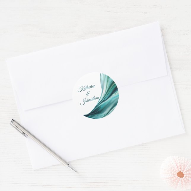 Sticker Rond Mariage moderne - Emerald Green- (Enveloppe)