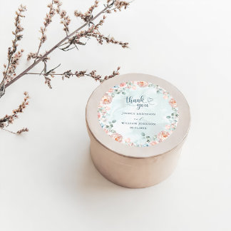 Sticker Rond Mariage Moderne et Tendance Rose Bleue