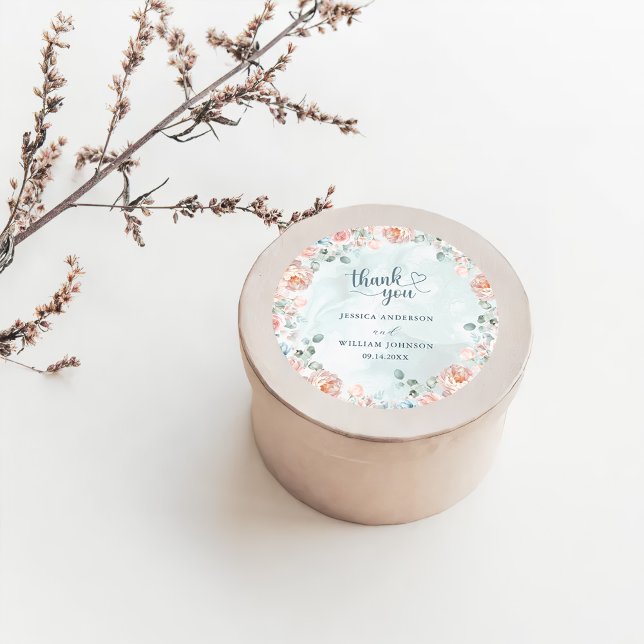 Sticker Rond Mariage Moderne et Tendance Rose Bleue (Créateur téléchargé)