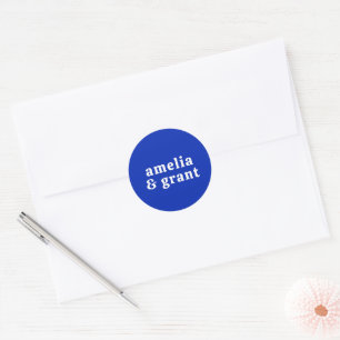 Sticker Rond Mariage Moderne Fonte Saphir Bleu