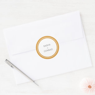 Sticker Rond Mariage Moderne Jaune Souci Bordure Gras