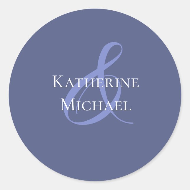 Sticker Rond Mariage moderne Marlin bleu et blanc (Devant)