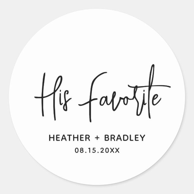 Sticker Rond Mariage moderne minimaliste noir et blanc (Devant)